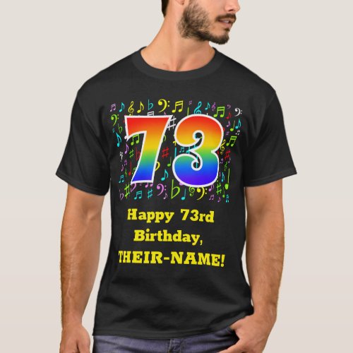 73rd Birthday Colorful Music Symbols Rainbow 73 T_Shirt
