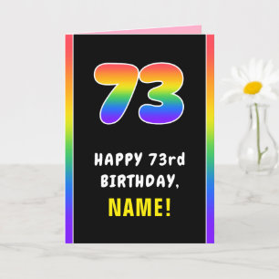 73rd Birthday: Colorful Rainbow # 73, Custom Name Card