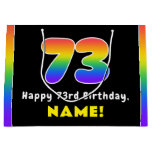 [ Thumbnail: 73rd Birthday: Colorful Rainbow # 73, Custom Name Gift Bag ]