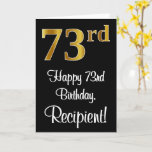 [ Thumbnail: 73rd Birthday ~ Elegant Luxurious Faux Gold Look # Card ]