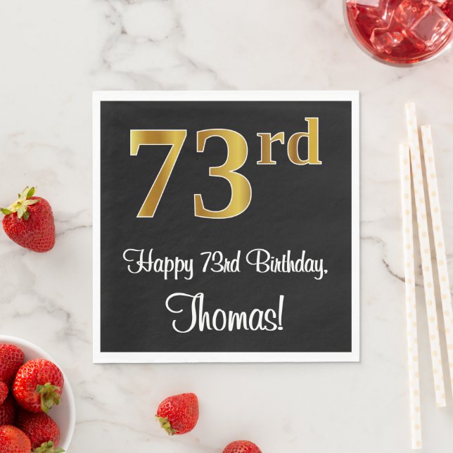 73rd Birthday ~ Elegant Luxurious Faux Gold Look # Napkins (Insitu)