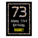 [ Thumbnail: 73rd Birthday: Floral Flowers Number “73” + Name Card ]