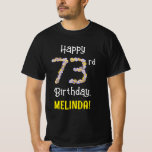 [ Thumbnail: 73rd Birthday: Floral Flowers Number “73” + Name T-Shirt ]