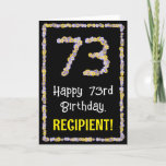 [ Thumbnail: 73rd Birthday: Floral Flowers Number, Custom Name Card ]