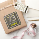 [ Thumbnail: 73rd Birthday: Floral Number, Faux Wood Look, Name Sticker ]