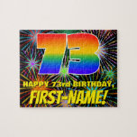 [ Thumbnail: 73rd Birthday: Fun, Colorful Celebratory Fireworks Jigsaw Puzzle ]