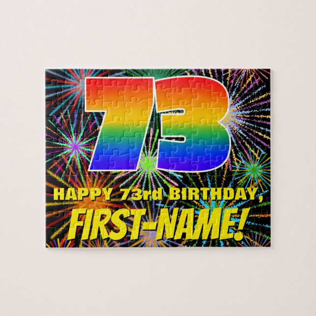 73rd Birthday: Fun, Colorful Celebratory Fireworks Jigsaw Puzzle (Horizontal)