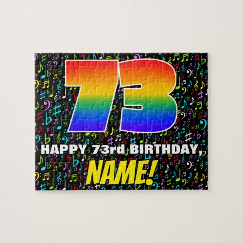 73rd Birthday  Fun Colorful Music Symbols  73 Jigsaw Puzzle
