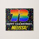 [ Thumbnail: 73rd Birthday — Fun, Colorful Star Field Pattern Jigsaw Puzzle ]