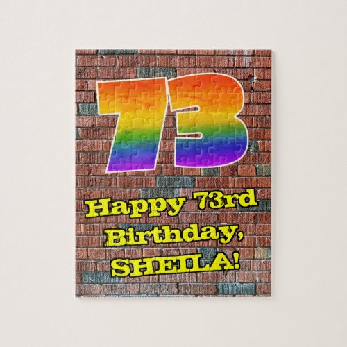 73rd Birthday Fun Graffiti_Inspired Rainbow 73 Jigsaw Puzzle