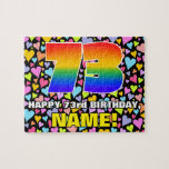 [ Thumbnail: 73rd Birthday — Fun, Loving Heart Shapes + “73” Jigsaw Puzzle ]