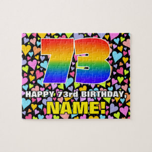73rd Birthday — Fun, Loving Heart Shapes + “73” Jigsaw Puzzle