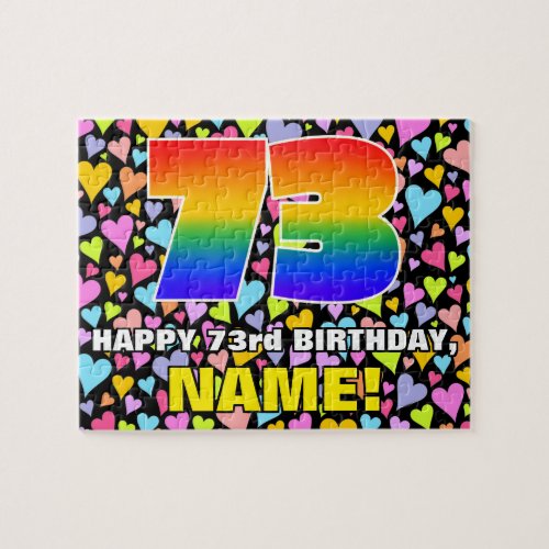73rd Birthday  Fun Loving Heart Shapes  73 Jigsaw Puzzle