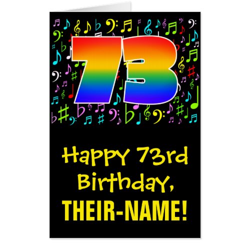 73rd Birthday Fun Music Symbols  Rainbow  73 Card