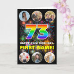 [ Thumbnail: 73rd Birthday: Fun Rainbow #, Custom Name & Photos Card ]