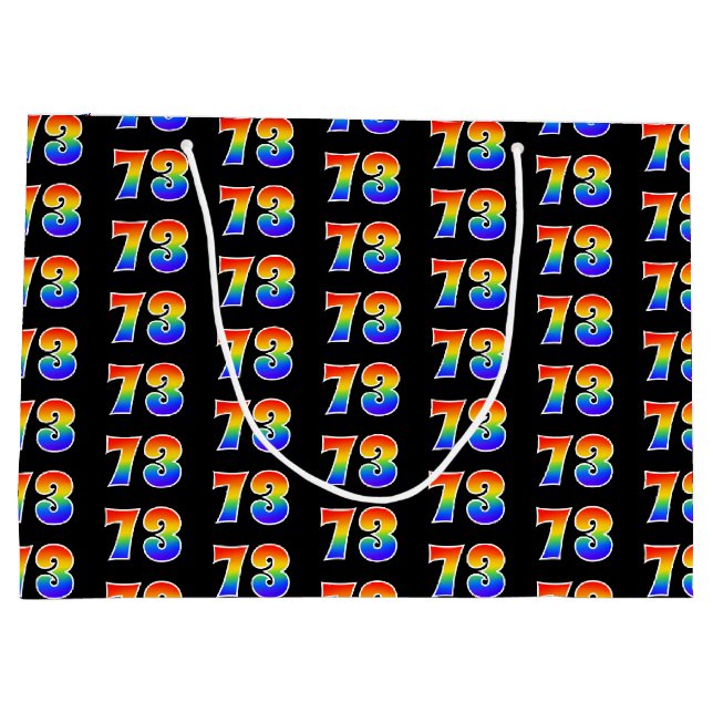 73rd Birthday: Fun Rainbow Event Number 73 Pattern Large Gift Bag (Back)