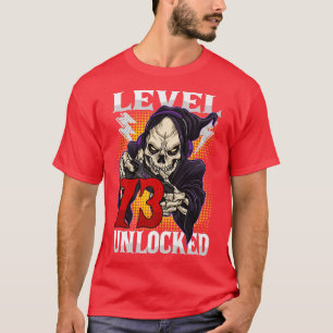 73rd Birthday Gamer Skeleton Level 73 Unlocked Gam T-Shirt
