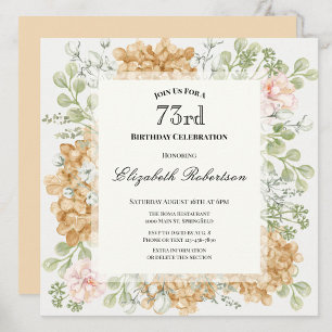 73rd Birthday Invitation in Elegant Autumn Colors