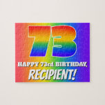 [ Thumbnail: 73rd Birthday — Multicolored Rainbow Pattern “73” Jigsaw Puzzle ]