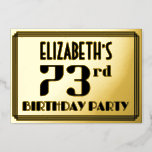[ Thumbnail: 73rd Birthday Party: Art Deco Look “73” and Name Invitation ]
