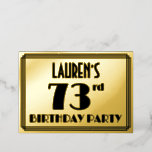 [ Thumbnail: 73rd Birthday Party — Art Deco Look “73” + Name Invitation ]