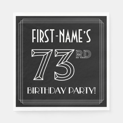 73rd Birthday Party Art Deco Style  Custom Name Napkins