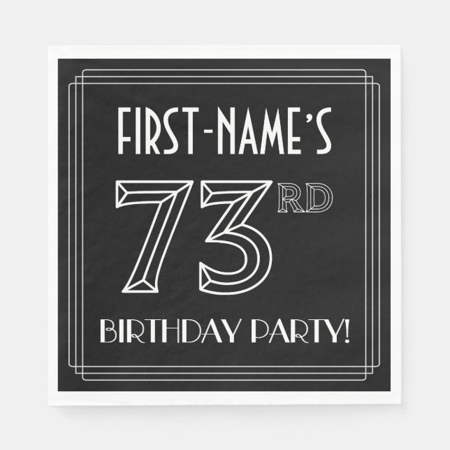 73rd Birthday Party: Art Deco Style + Custom Name Napkins (Front)