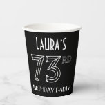 [ Thumbnail: 73rd Birthday Party: Art Deco Style + Custom Name Paper Cups ]