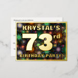 [ Thumbnail: 73rd Birthday Party: Bold, Colorful Fireworks Look Postcard ]