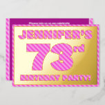 [ Thumbnail: 73rd Birthday Party — Bold, Fun, Pink Stripes # 73 Invitation ]
