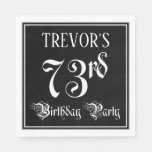 [ Thumbnail: 73rd Birthday Party — Fancy Script + Custom Name Napkins ]