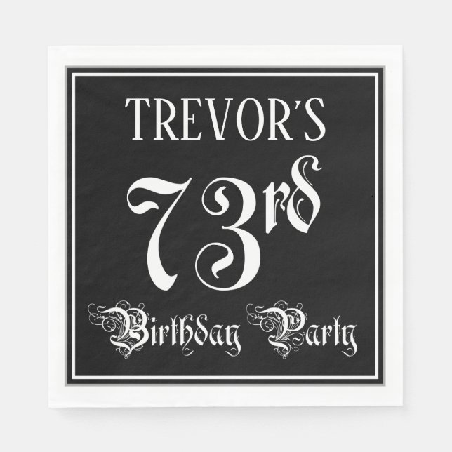 73rd Birthday Party — Fancy Script + Custom Name Napkins (Front)