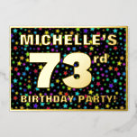 [ Thumbnail: 73rd Birthday Party — Fun, Colorful Stars Pattern Invitation ]