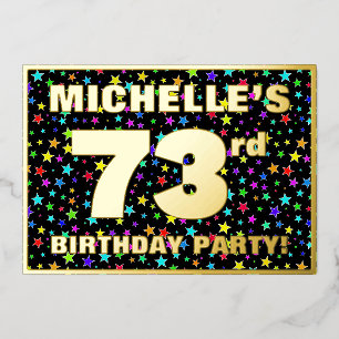 73rd Birthday Party — Fun, Colorful Stars Pattern Foil Invitation