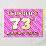[ Thumbnail: 73rd Birthday Party — Fun Pink Hearts and Stripes Invitation ]