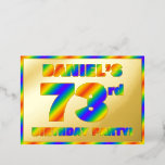 [ Thumbnail: 73rd Birthday Party — Fun, Rainbow Spectrum “73” Invitation ]