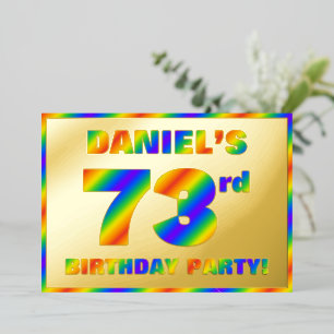 73rd Birthday Party — Fun, Rainbow Spectrum “73” Foil Invitation