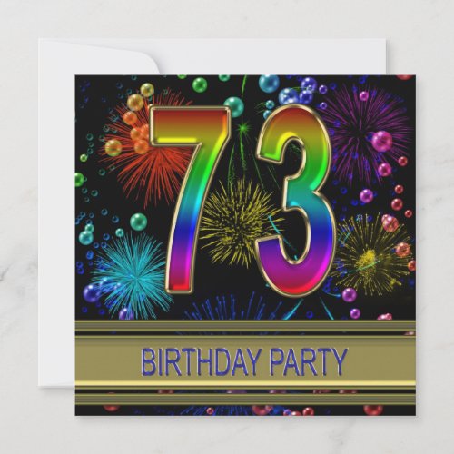 73rd Birthday party Invitation with bubbles