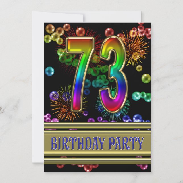 73rd Birthday party Invitation with bubbles (Front)