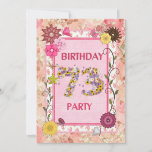 73rd birthday party invitation with floral frame