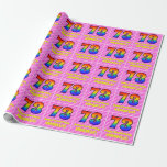 [ Thumbnail: 73rd Birthday: Pink Stripes & Hearts, Rainbow # 73 Wrapping Paper ]