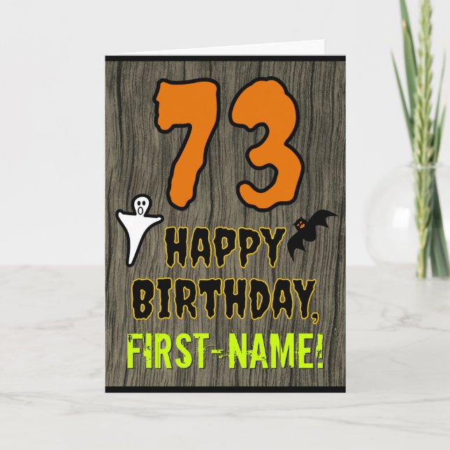 73rd Birthday: Spooky Halloween Theme, Custom Name Card (Front)