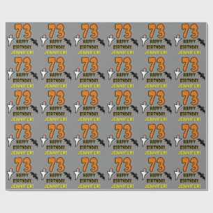 73rd Birthday: Spooky Halloween Theme, Custom Name Wrapping Paper