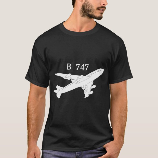 747 Airplane Shirt Hand drawn Graphic TShirt Plane (Front)