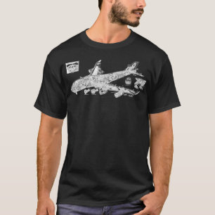 747 Jet Aircraft Jumbo Queen Of The Skies Blueprin T-Shirt