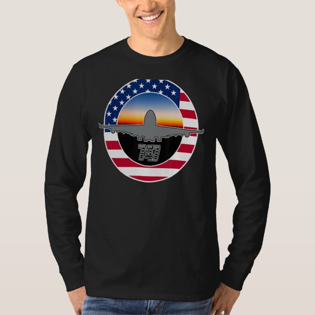 747 Jumbo Jet Aviation Plane Spotting T-Shirt (Front)