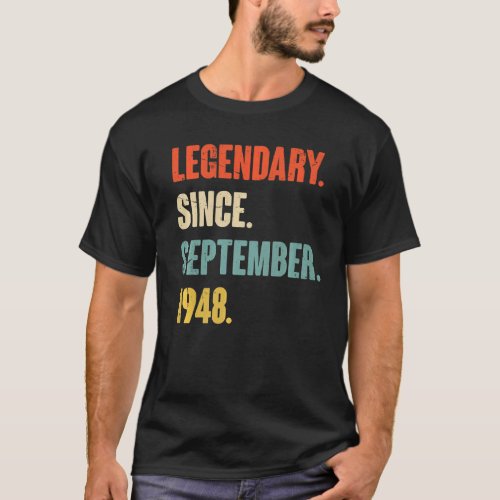 74 Year Old 74th Birthday Legendary Since Septembe T_Shirt