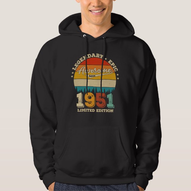 74 Year Old Bday 1951 Awesome 74th Birthday Gift Hoodie (Front)
