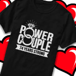 74 Years Strong Power Couple Cute 74th Anniversary T-Shirt<br><div class="desc">This fun 74th wedding anniversary design is perfect for couples married 74 years to celebrate their marriage! Great to celebrate with your husband or wife or for your parent's 74 year wedding anniversary party! Features 'Power Couple - 74 Years Strong' wedding anniversary quote w/ joined wedding rings graphic. Perfect for...</div>