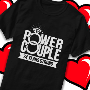 74 Years Strong Power Couple Cute 74th Anniversary T-Shirt